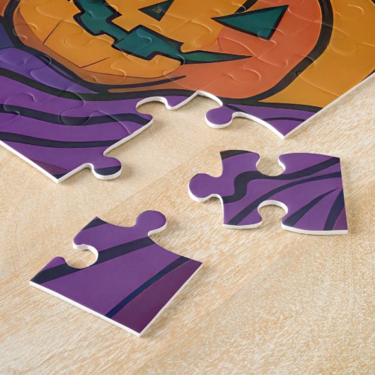 Spooky Siamese kat Halloween heks en pompoen Legpuzzel (Zijkant)