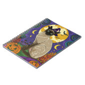 Spooky Siamese kat Halloween heks en pompoen Notitieboek (Linkerzijde)