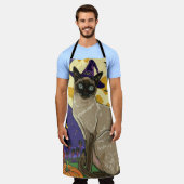 Spooky Siamese kat Halloween heks en pompoen Schort (Gedragen)