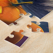 Spooky Siberische Husky Hond Halloween Heksenpompo Legpuzzel (Zijkant)