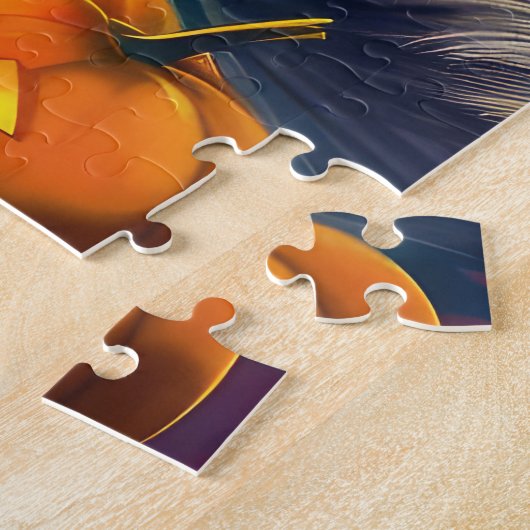 Spooky Siberische Husky Hond Halloween Heksenpompo Legpuzzel (Zijkant)