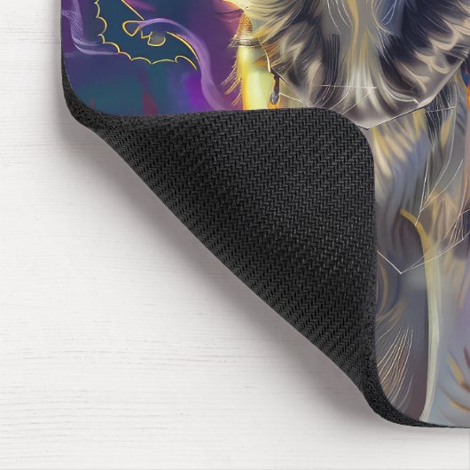 Spooky Siberische Husky Hond Halloween Heksenpompo Muismat (Hoek)