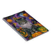 Spooky Siberische kat Halloween heks en pompoen Notitieboek (Rechterzijde)