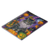 Spooky Siberische kat Halloween heks en pompoen Notitieboek (Linkerzijde)