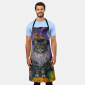 Spooky Siberische kat Halloween heks en pompoen Schort (Gedragen)