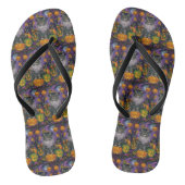 Spooky Siberische kat Halloween heks en pompoen Teenslippers (Voetbed)