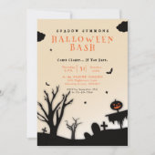 Spooky Silhouette Haunted Graveyard Halloween Kaart (Voorkant)