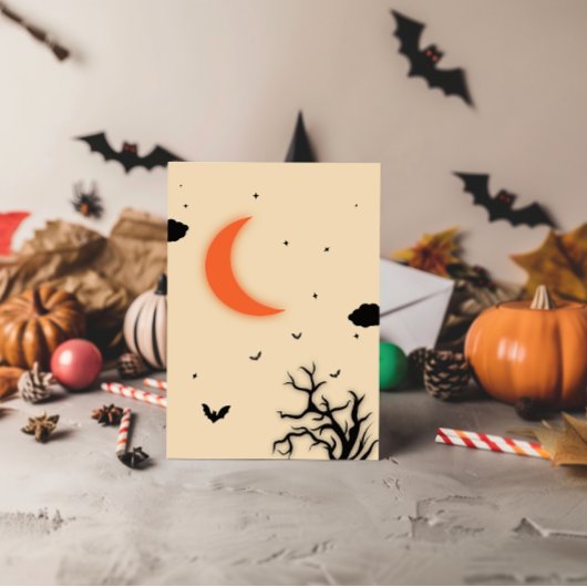 Spooky Silhouette Haunted Graveyard Halloween Kaart