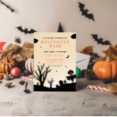 Spooky Silhouette Haunted Graveyard Halloween Kaart