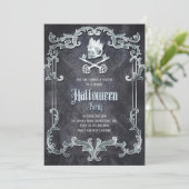 Spooky Silver Halloween Party Gothic Skull Kaart (Staand voorkant)