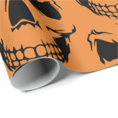 Spooky Sinaasappel Halloween glimlach skelet Cadeaupapier (Rol Hoek)