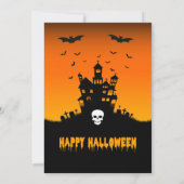 Spooky Sinaasappel Halloween Party House met vleer Kaart (Achterkant)