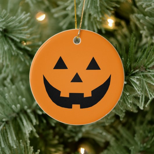 Spooky sinaasappel Jack o lantaarn pompoen Hallowe Keramisch Ornament (Boom)