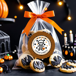 Spooky Sinaasappel Skelet Boy Halloween Verjaardag Ronde Sticker