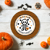 Spooky Sinaasappel Skelet Boy Halloween Verjaardag Ronde Sticker