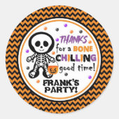 Spooky Sinaasappel Skelet Boy Halloween Verjaardag Ronde Sticker (Voorkant)