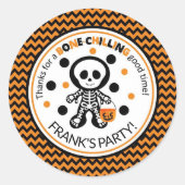 Spooky Sinaasappel Skelet Boy Halloween Verjaardag Ronde Sticker (Voorkant)