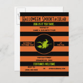 Spooky Sinaasappel, zwart en groen Halloween Party Uitnodiging Briefkaart (Voorkant / Achterkant)