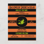 Spooky Sinaasappel, zwart en groen Halloween Party Uitnodiging Briefkaart (Voorkant)