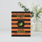 Spooky Sinaasappel, zwart en groen Halloween Party Uitnodiging Briefkaart (Staand voorkant)