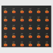 Spooky Sinaasappel Zwart Kat Trick or treat Hallow Cadeaupapier (Vlak)
