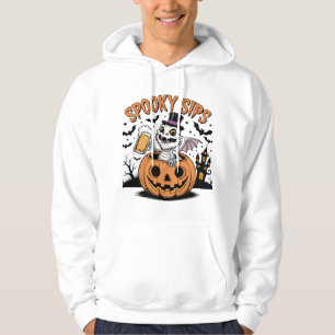 Spooky Sips Skeleton Hagedis Halloween Hoodie