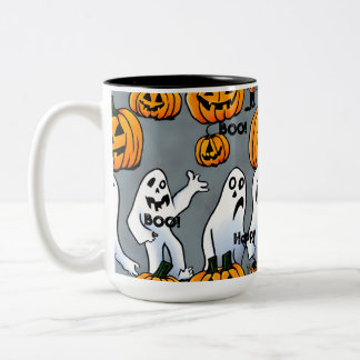 Spooky Sips: Spooky Ghost & Pumpkin Halloween Mok