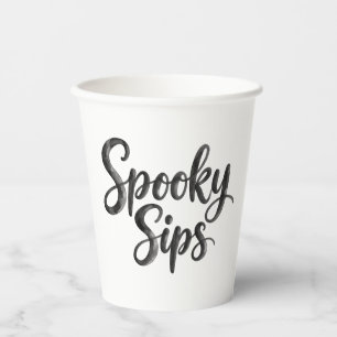 Spooky Sips Zwarte en Witte Grappige Halloween F Papieren Bekers
