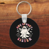 Spooky Sister Ghost Spooky Retro Familie Halloween Sleutelhanger (Voorkant)