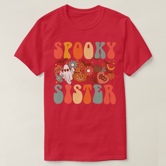 Spooky Sister Matching Shirt Retro Halloween Ghost (Design voorkant)