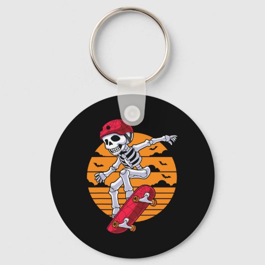 Spooky Skateboarding Skeleton Funny Skater Sleutelhanger (Voorkant)