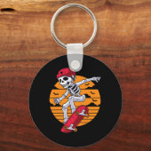 Spooky Skateboarding Skeleton Funny Skater Sleutelhanger (Voorkant)