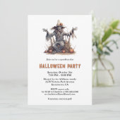 Spooky Skelet Cemetery Halloween Party Kaart (Staand voorkant)