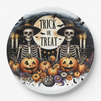 Spooky Skelet Duo – Trick or Treat Papieren Borden Bordje