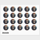 Spooky Skelet Grinning Halloween Ronde Sticker (Vel)