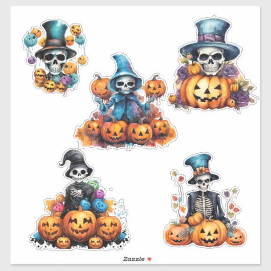 Spooky Skelet Halloween Vinyl Cut Stickers (Vel)