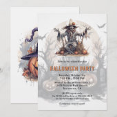 Spooky Skelet Jack-O-Lanterns Halloween Party Kaart (Voorkant / Achterkant)