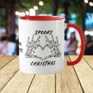 Spooky Skelet Kerstmis Liefde Spooky Vibes Rood Mok