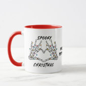Spooky Skelet Kerstmis Liefde Spooky Vibes Rood Mok (Links)