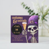 Spooky Skelet Kostuums en Cocktails Party Kaart (Staand voorkant)