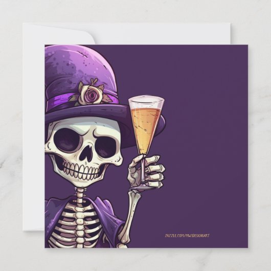 Spooky Skelet Kostuums en Cocktails Party Kaart (Achterkant)