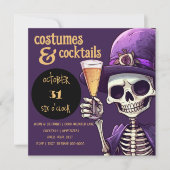 Spooky Skelet Kostuums en Cocktails Party Kaart (Voorkant)