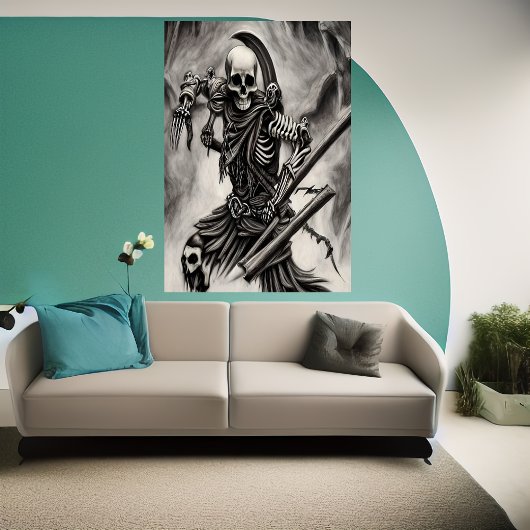 Spooky skelet-krijger | AI Art Poster