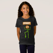 Spooky Skelet met een Pompoen Hoofd T-shirt (Voorkant volledig)