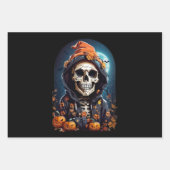 Spooky Skelet met Evil Pumpkins Inpakpapier Vel (Voorkant)