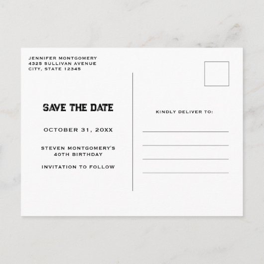 Spooky Skelet met Evil Pumpkins Save the Date Uitnodiging Briefkaart (Achterkant)