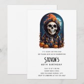 Spooky Skelet met Evil Pumpkins Verjaardag Kaart (Voorkant / Achterkant)