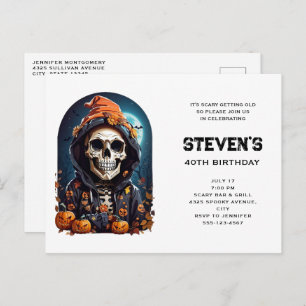Spooky Skelet met Evil Pumpkins Verjaardag Uitnodiging Briefkaart