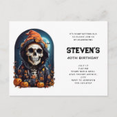 Spooky Skelet met Evil Pumpkins Verjaardag Uitnodiging Briefkaart (Voorkant)