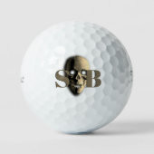 Spooky Skelet Monogrammed Skull Golf Ballen (Voorkant)